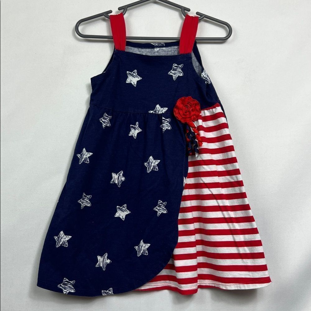 Jumping Beans Red, Blue and White Cotton Stars and Stripes cotton knit dress 3T